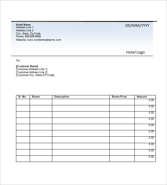 Hotel Invoice Templates 8 Free Word Excel Pdf Format Download 