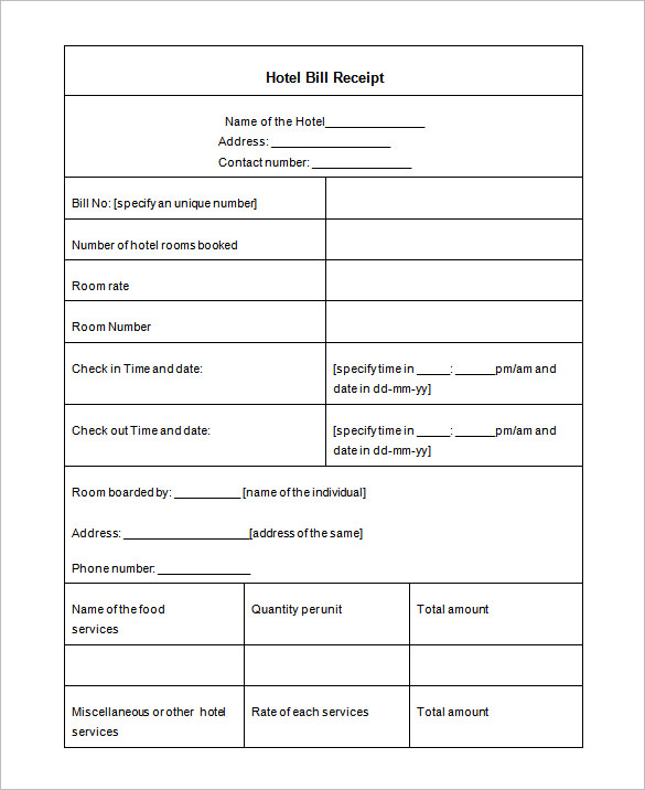 Hotel Receipt Template – 12+ Free Word, Excel, PDF Format Download 
