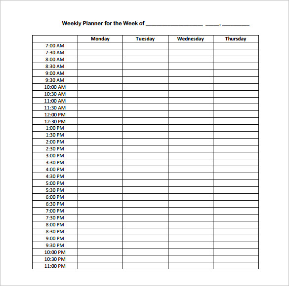Hourly Schedule Template 30+ Free Word, Excel, PDF Format | Free 