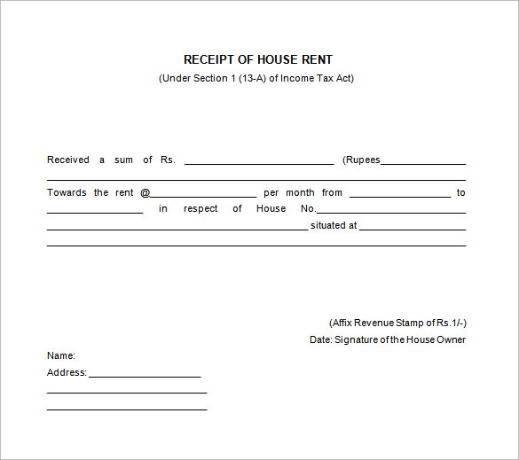 free house rental invoice | House Rent Receipt Template DOC 