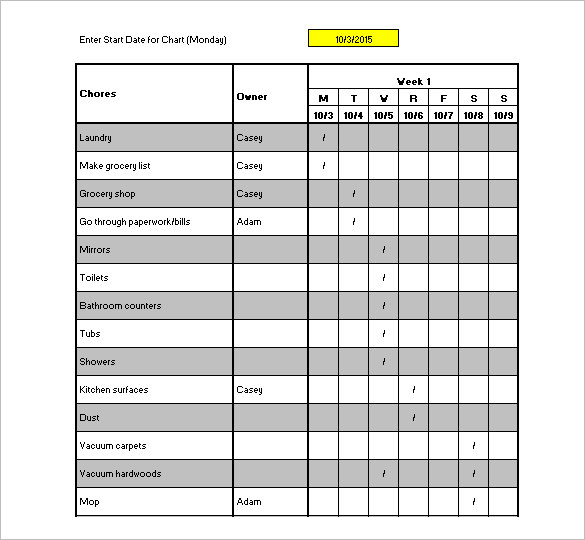 Housekeeping Checklist Format For Office In Excel 