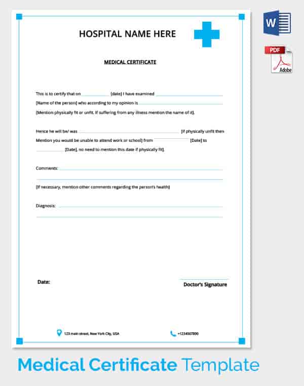 Medical Certificate Template 20+ Free Word, PDF Documents 