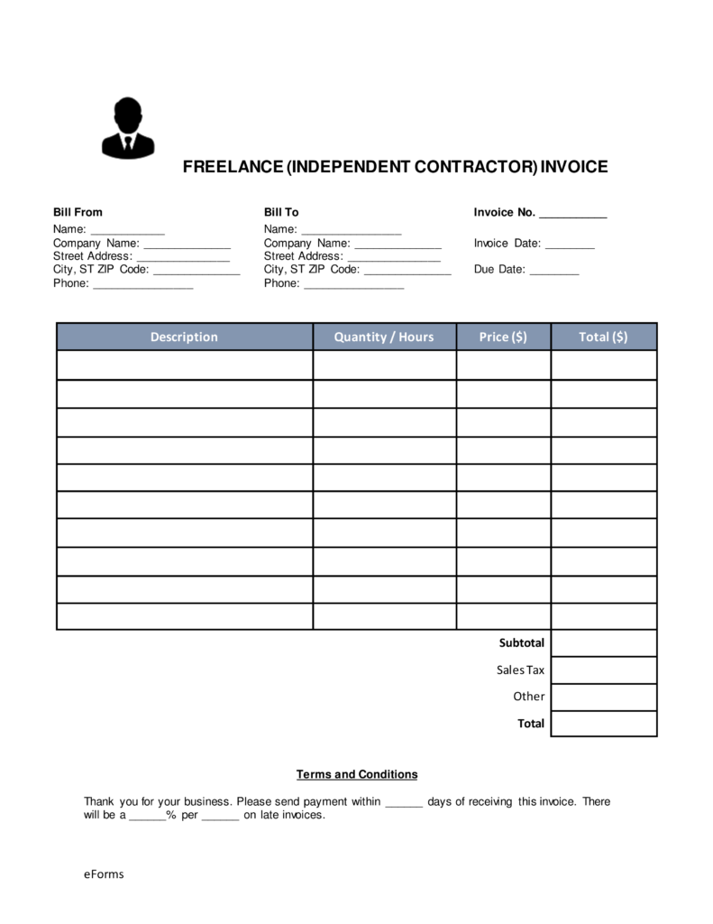 Free Freelance (Independent Contractor) Invoice Template Word 