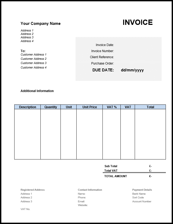 Free Invoice Template UK