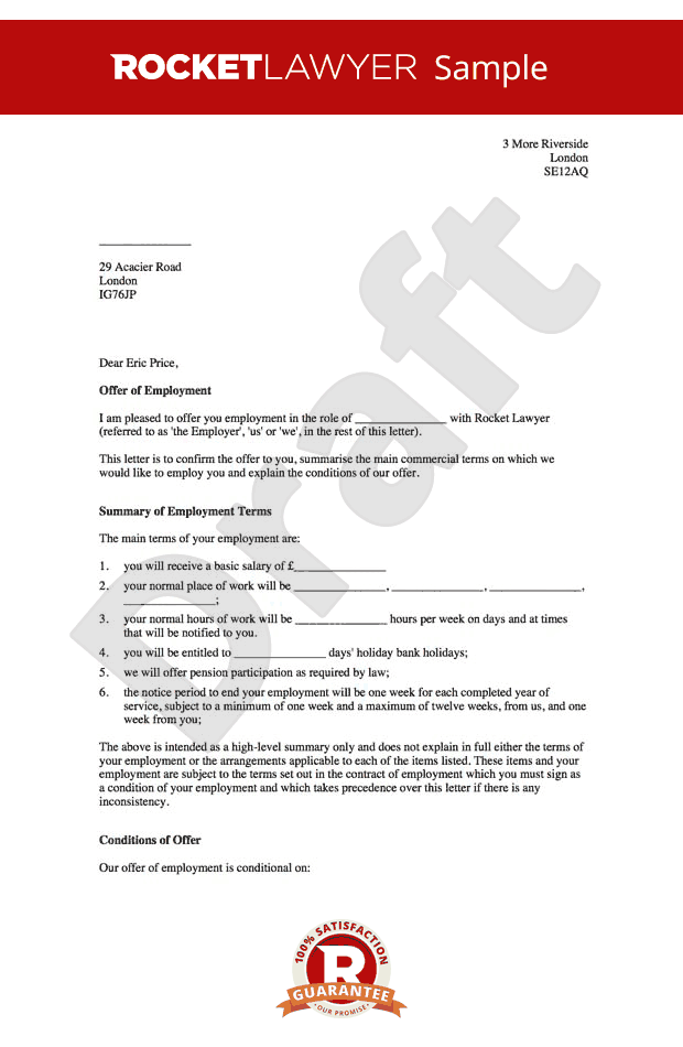 job offer letter template