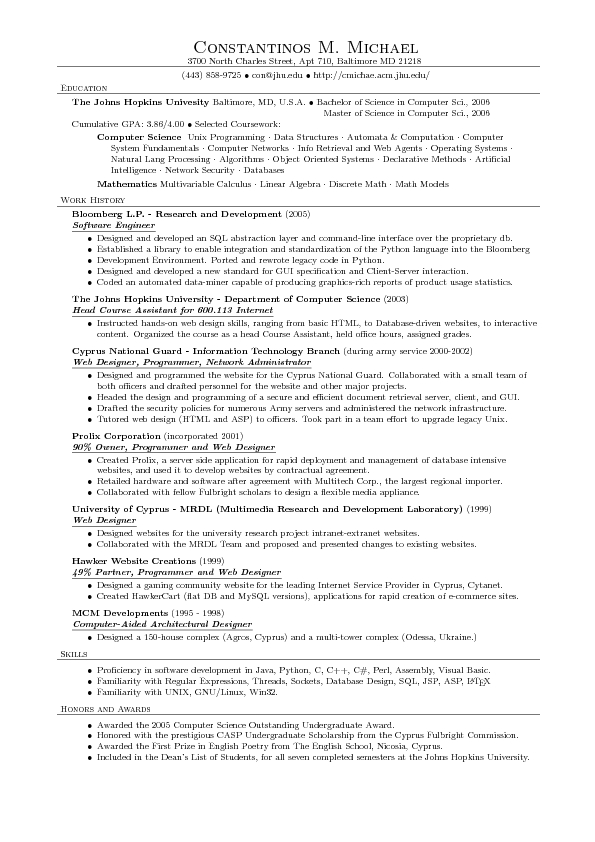 Resume Examples Templates: The Great 10 Latex Resume Templates 
