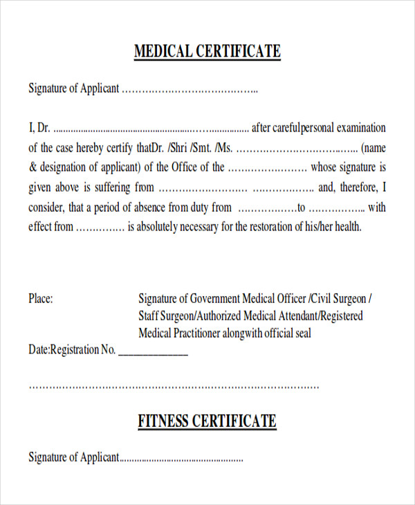 Sample Medical Certificate Formats 13+ Examples in PDF, Word