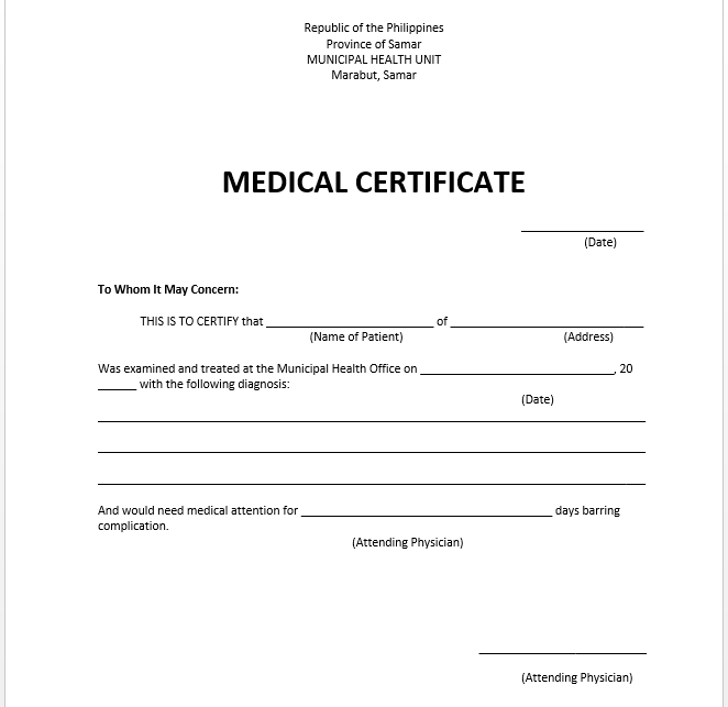 Medical Certificate Template – Microsoft Word Templates