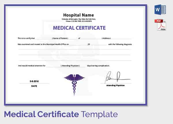 Medical Certificate Template 20+ Free Word, PDF Documents 