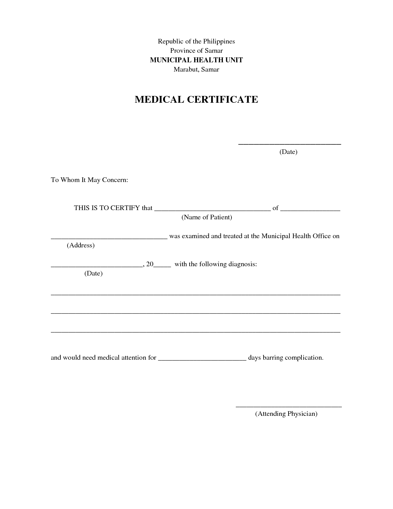 Medical Certificate Template Free Word, PDF Documents | Creative 