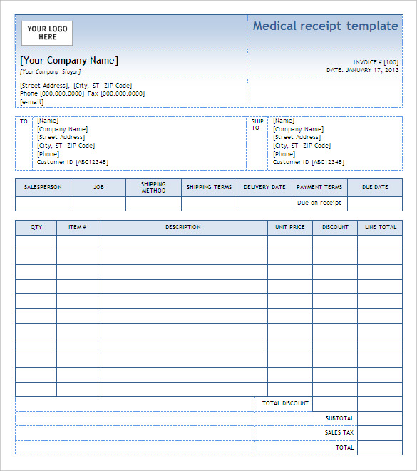 Medical Receipt Template 19+ Free Word, Excel, PDF Format 