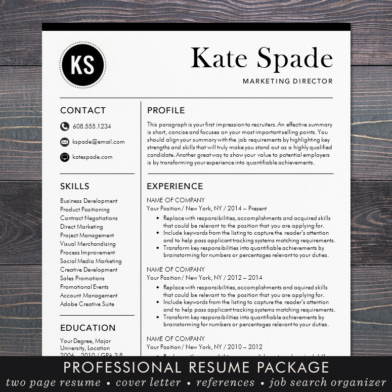 Resume Template / CV Template The Elizabeth Grant Resume Design 