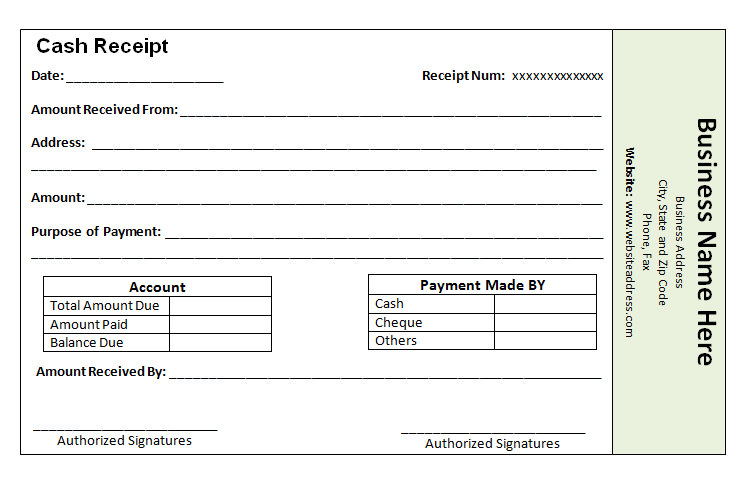 Printable Cash and Money Receipt Template Graphic : Helloalive