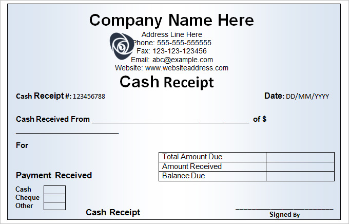 Downloadable Business Cash Receipt Template For Mircosoft Word Or 