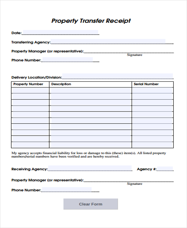 7+ Transfer Receipt Templates Free Samples, Examples Format 