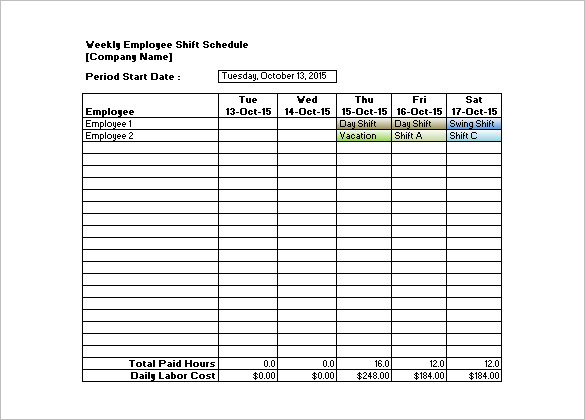 Shift Schedule Template – 8+ Free Word, Excel, PDF Format Download 