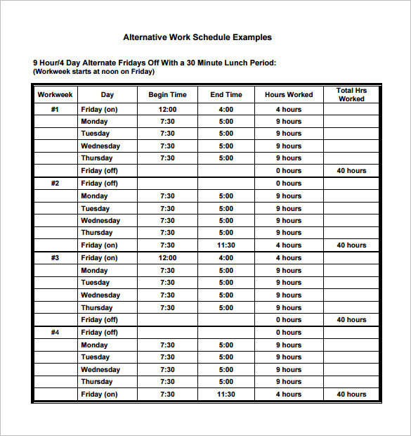 Monthly Work Schedule Template 29+ Free Word, Excel, PDF Format 