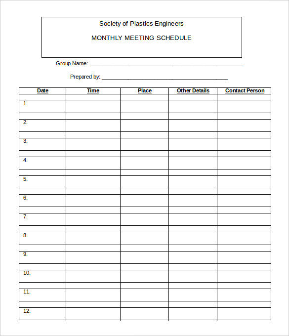 Monthly Work Schedule Template 29+ Free Word, Excel, PDF Format 