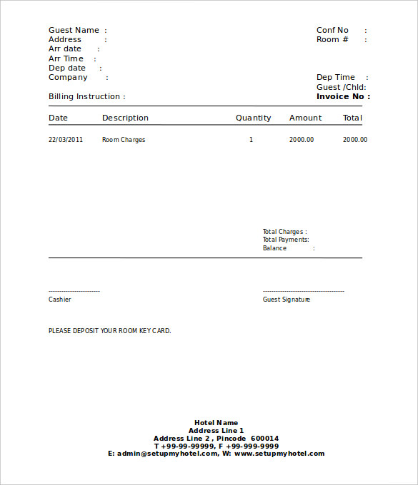 Hotel Receipt Template 17+ Free Word, Excel, PDF Format Download 