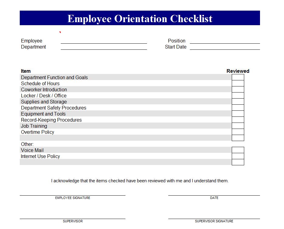 Employee Orientation Checklist | New Employee Orientation