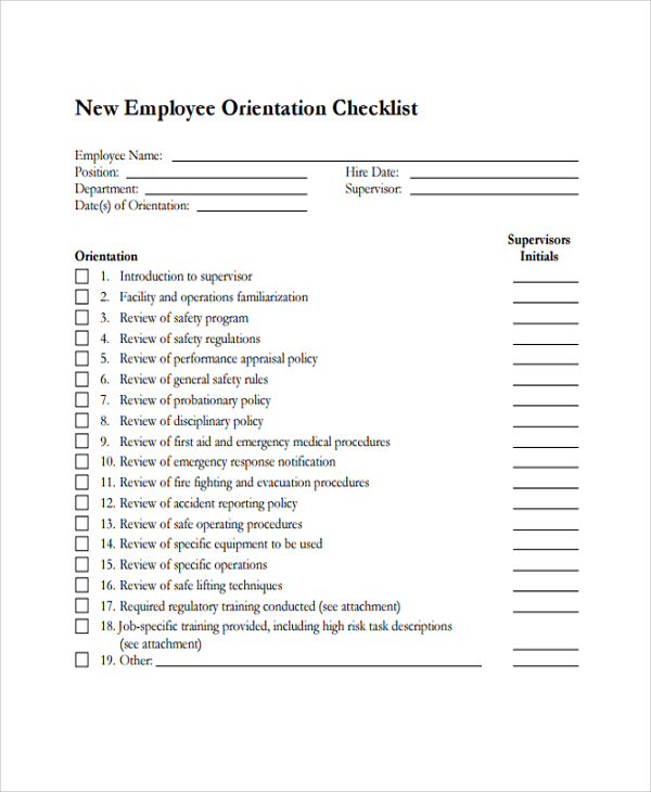 Sample New Employee Checklist 13+ Free Documents Download in PDF 