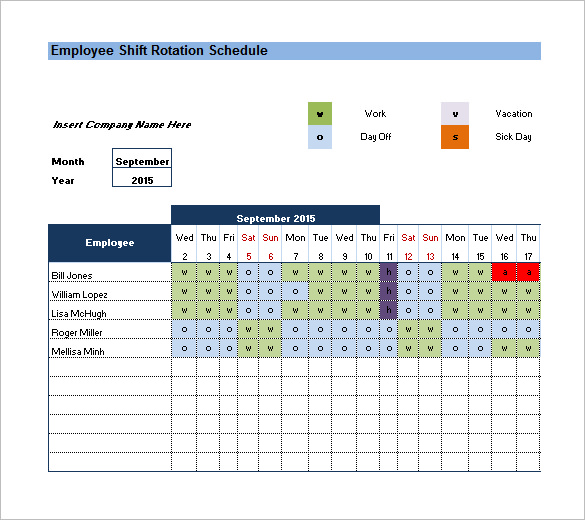 Rotating/Rotation Shift Schedule Templates – 15+ Free Word, Excel 