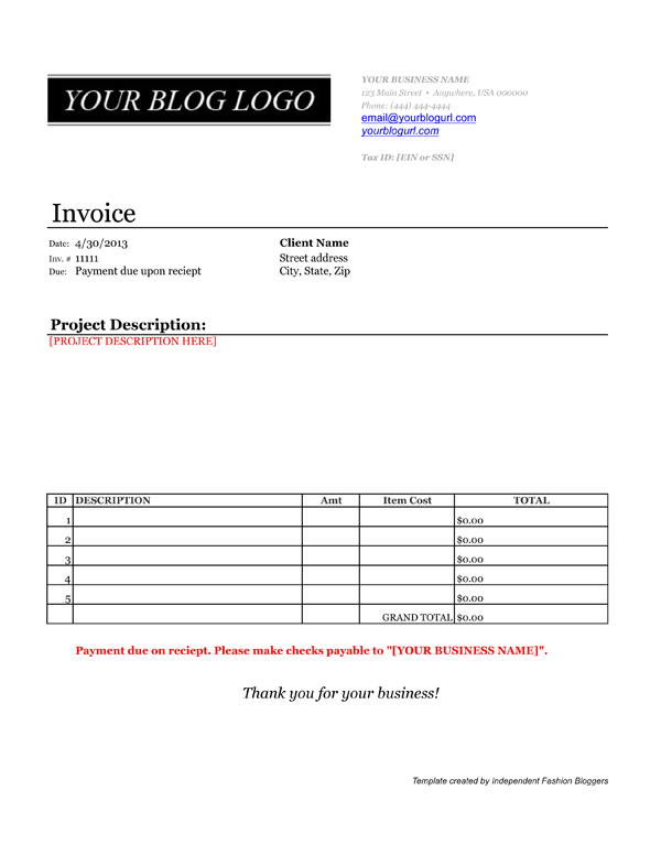 Occupyhistoryus Winsome Get Paid Invoice Template For Your Blogger 