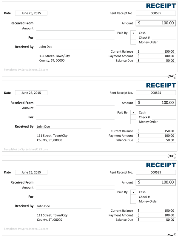 Download Free Cash Receipt Excel Templates for Business 