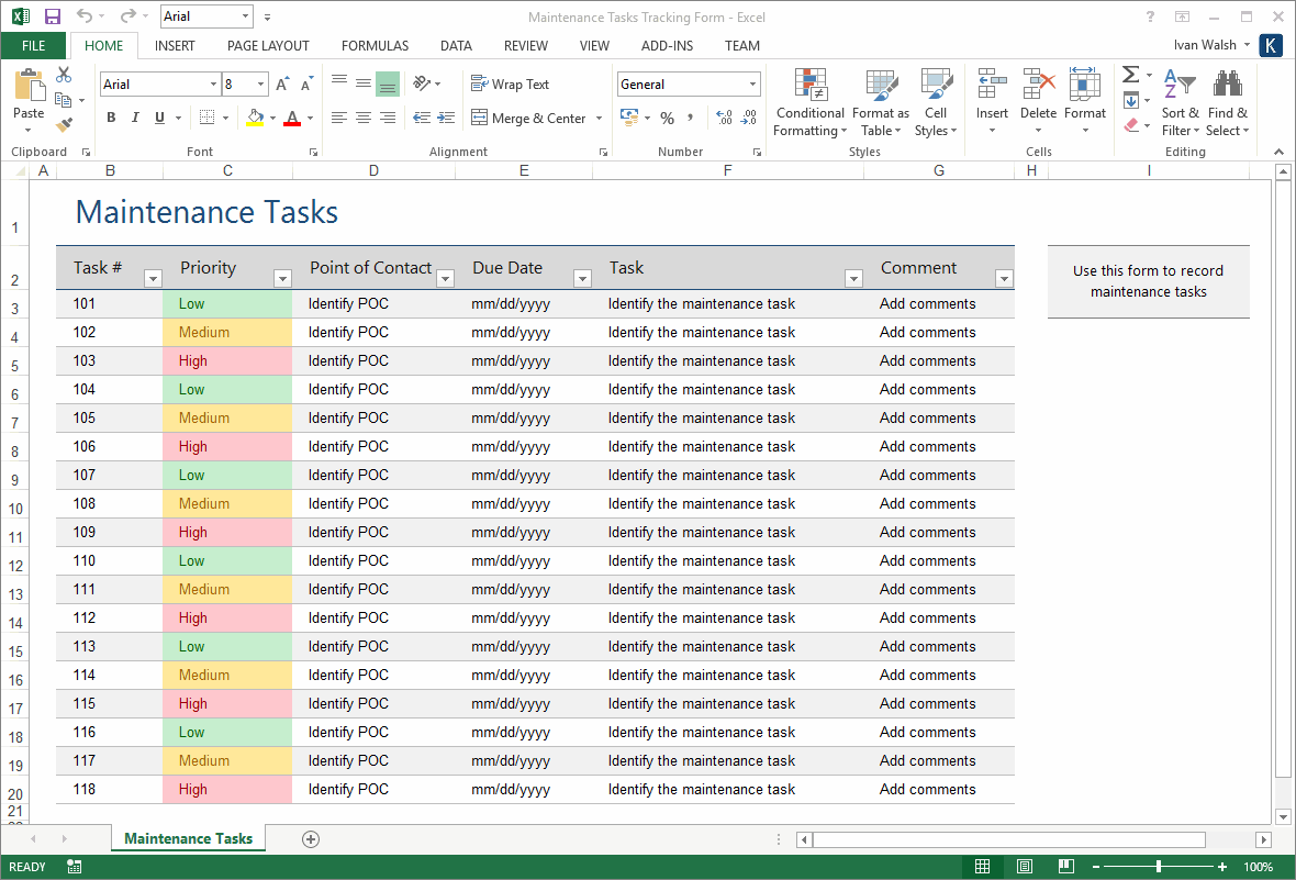 Maintenance Plan Template