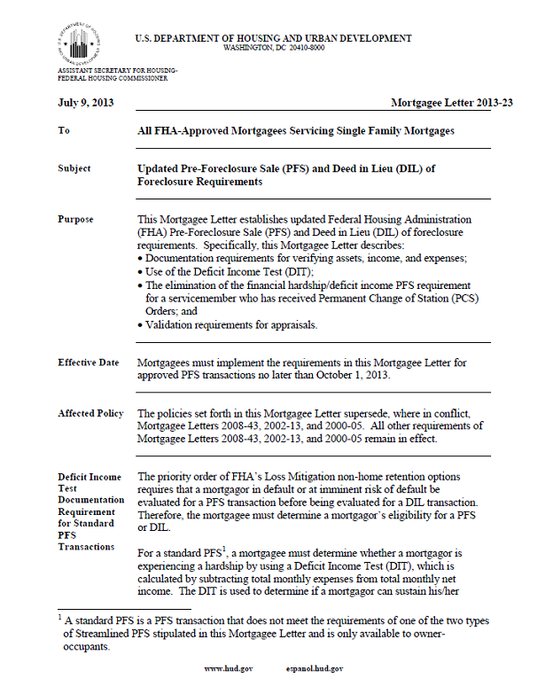 HUD/FHA Short Sale: Homeowner Wants to Stay Current, HUD Says “NO 