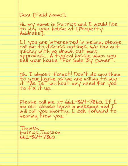 Best Marketing Letter Ever To Homeowners In Foreclosure!