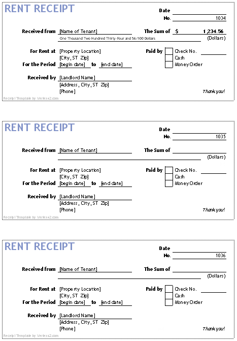 10 Free Rent Receipt Templates