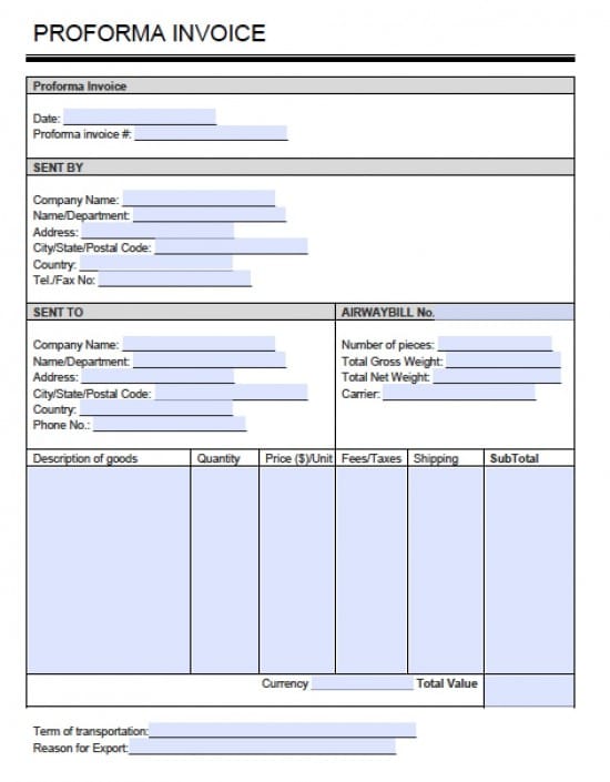9+ Proforma Invoice Templates Download Free Documents in Word 