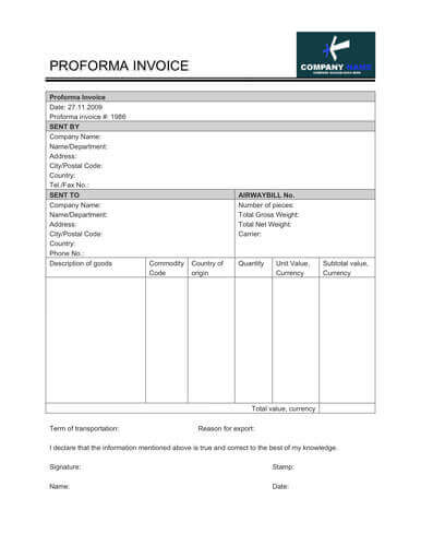 Free Proforma Invoice Templates [8 Examples Word/Excel]