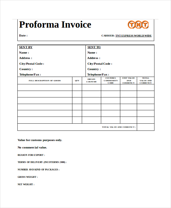 Proforma Invoice 13+ Free Word, Excel, PDF Documents Download 