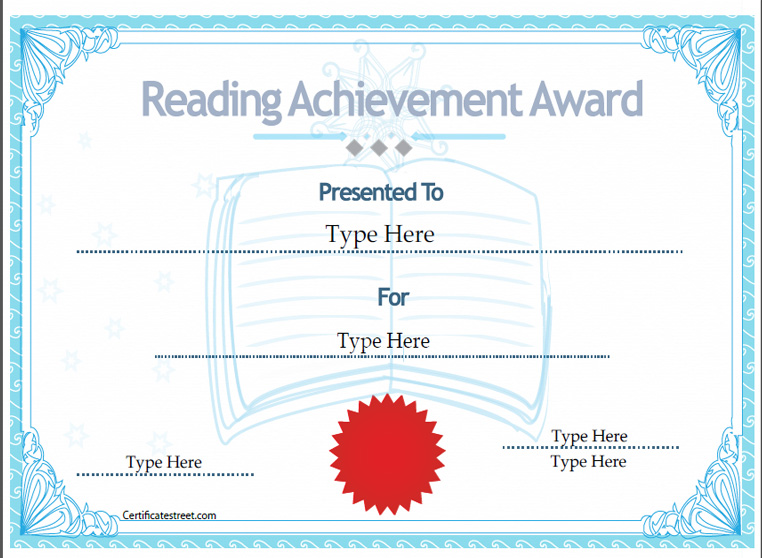 free printable reading certificate templates