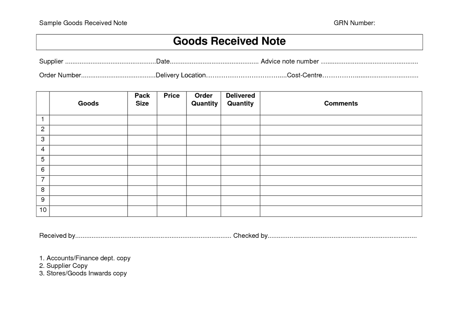 Every Bit of Life Goods Receipt Note (GRN) Format : Selimtd