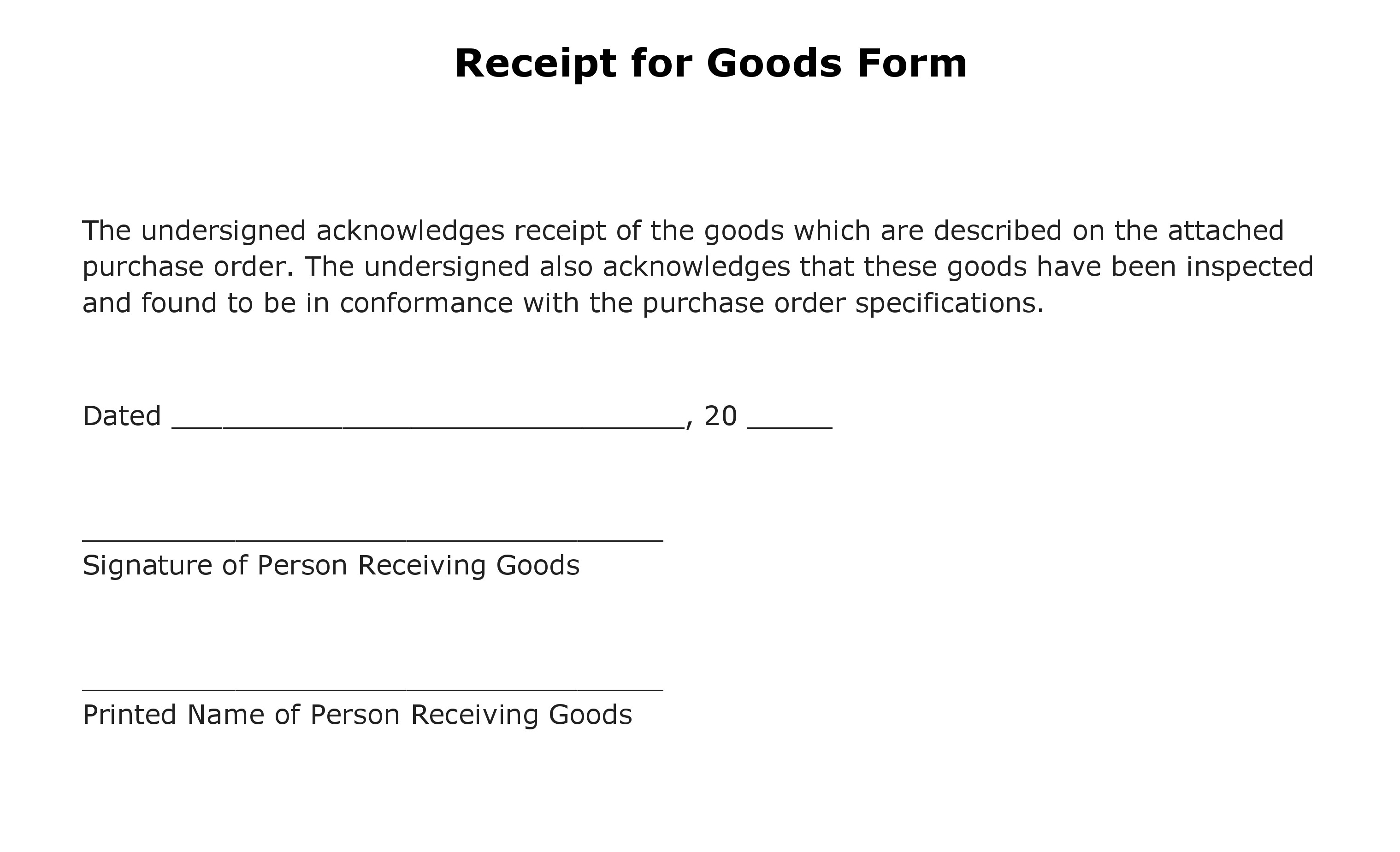 Free Receipt for Goods Form | PDF Template | Form Download