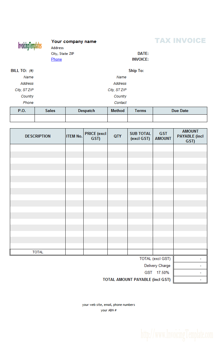 Australian GST Invoice Template