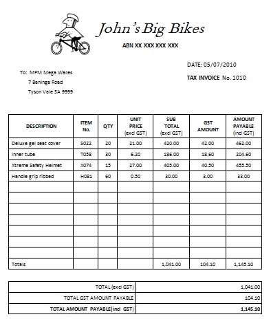 Tax Invoice Australia Template | Free Invoice Template Tax Invoice Australia Template | Free Invoice Template