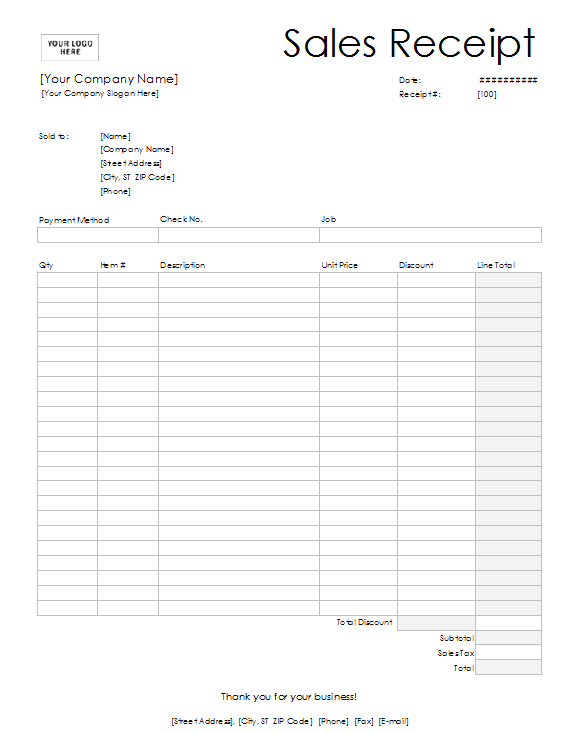 7 Free Sales Receipt Templates Word Excel Formats