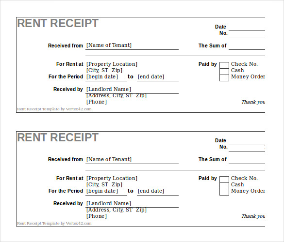 Rent Receipt | Free Rent Receipt Template for Excel