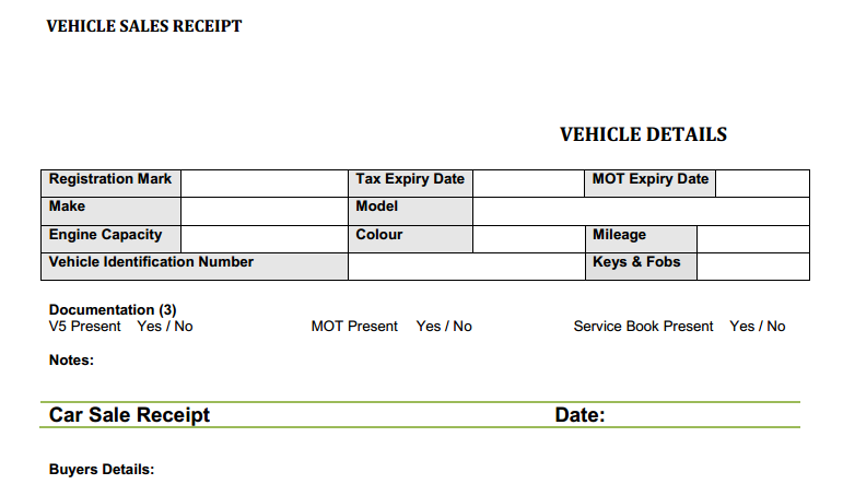 Car Sale Receipt Template 11+ Free Word, Excel, PDF Format 