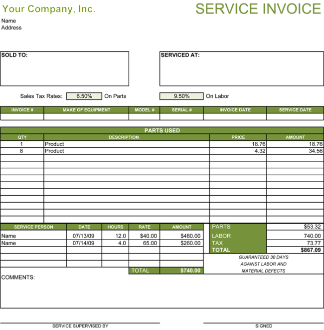 Free Service Invoice Template for Consultants and Service Providers