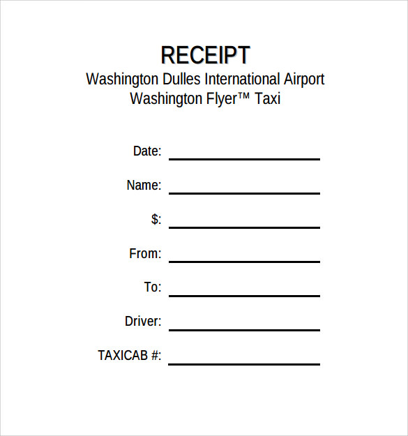 Taxi Receipt Template 17+ Free Download for Word, PDF