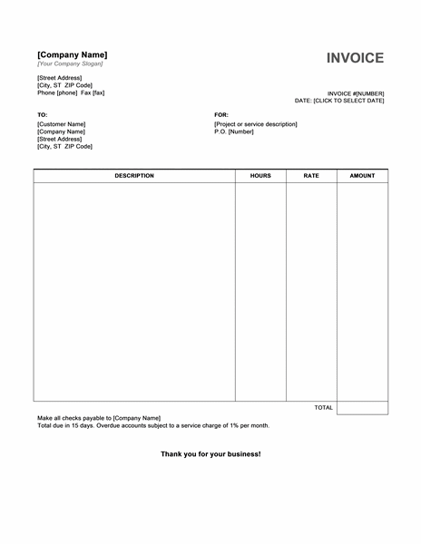 Invoice Template for Word Free Basic Invoice