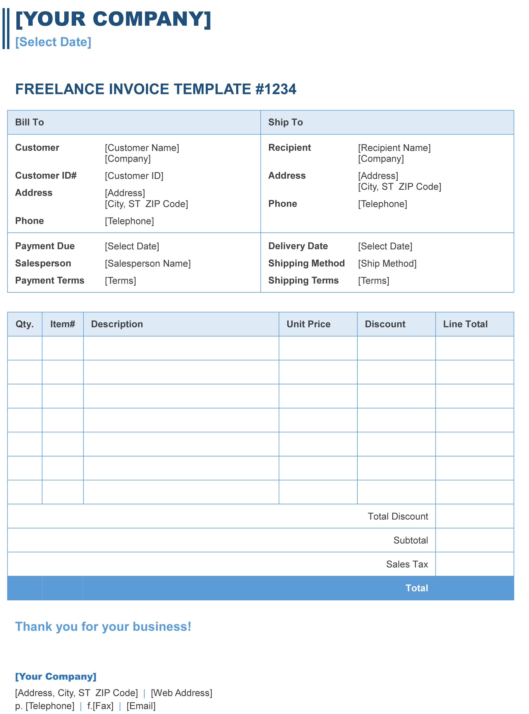 Free Blank Invoice Template for Microsoft Word