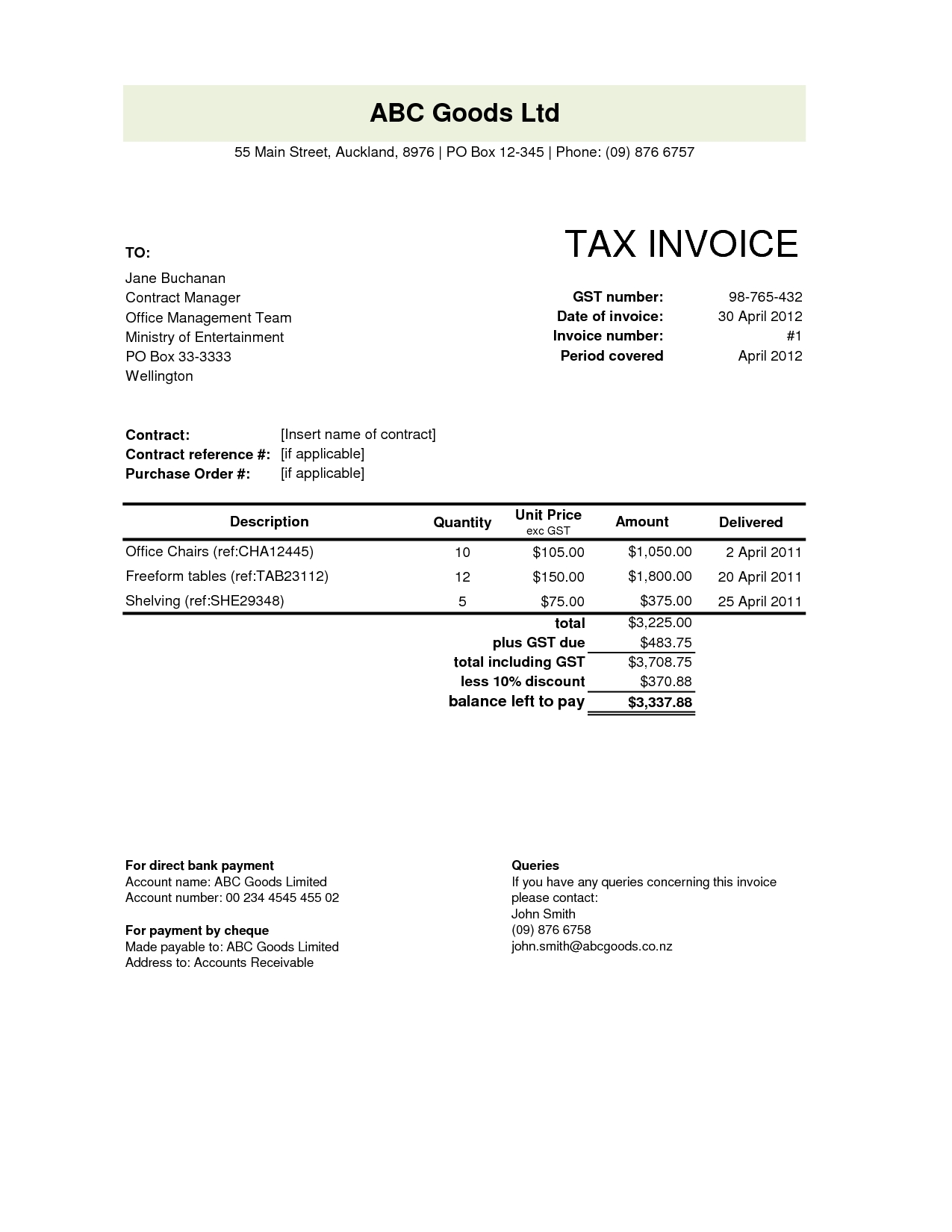 Invoice Template Nz Excel | invoice example