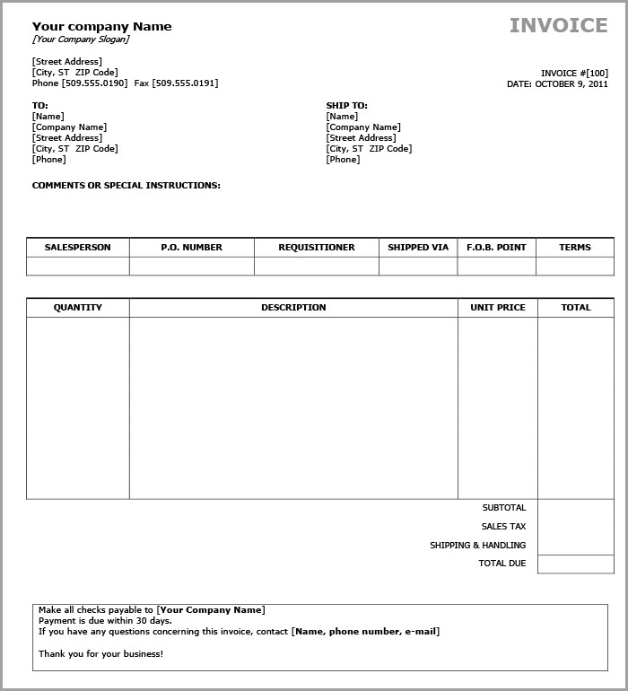 Simple Invoice Template Pdf | invoice example