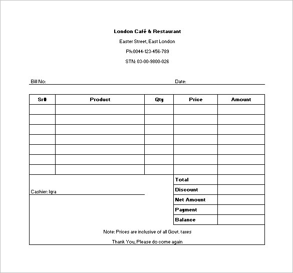Simple Receipt Template for Excel